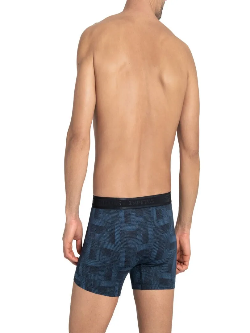 Boxer homme Isamu en coton et modal à motif géométrique - Bleu